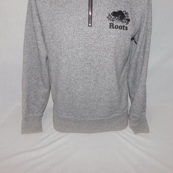 Roots Canada 1/4 Zip Salt and Pepper Pullover Collard Sweatshirt Mens XS Beaver - Picture 3 of 11